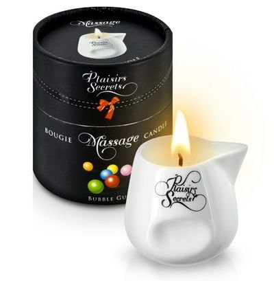 Массажная свеча с ароматом бубль-гума Bougie de Massage Gourmande Bubble Gum - 80 мл. - Plaisir Secret - купить с доставкой в Улан-Удэ
