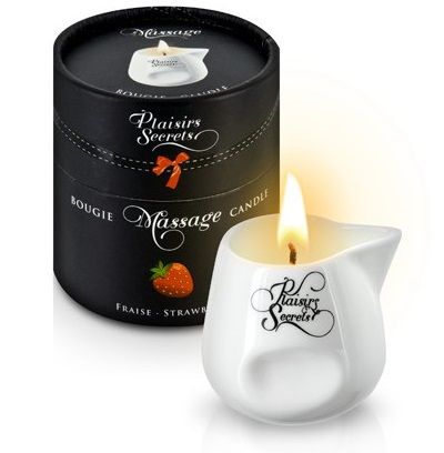 Массажная свеча с ароматом клубники Bougie de Massage Gourmande Fraise - 80 мл. - Plaisir Secret - купить с доставкой в Улан-Удэ