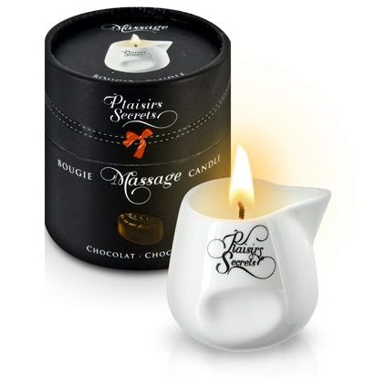 Массажная свеча с ароматом шоколада Bougie de Massage Gourmande Chocolat - 80 мл. - Plaisir Secret - купить с доставкой в Улан-Удэ