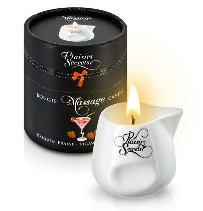 Массажная свеча с ароматом клубничного дайкири Bougie de Massage Daikiri Fraise - 80 мл. - Plaisir Secret - купить с доставкой в Улан-Удэ