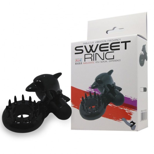Чёрное эрекционное виброкольцо Sweet Ring с дельфинчиком - Baile - в Улан-Удэ купить с доставкой