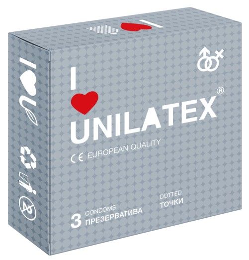 Презервативы с точками Unilatex Dotted - 3 шт. - Unilatex - купить с доставкой в Улан-Удэ