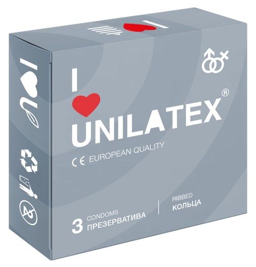 Презервативы с рёбрами Unilatex Ribbed - 3 шт. - Unilatex - купить с доставкой в Улан-Удэ