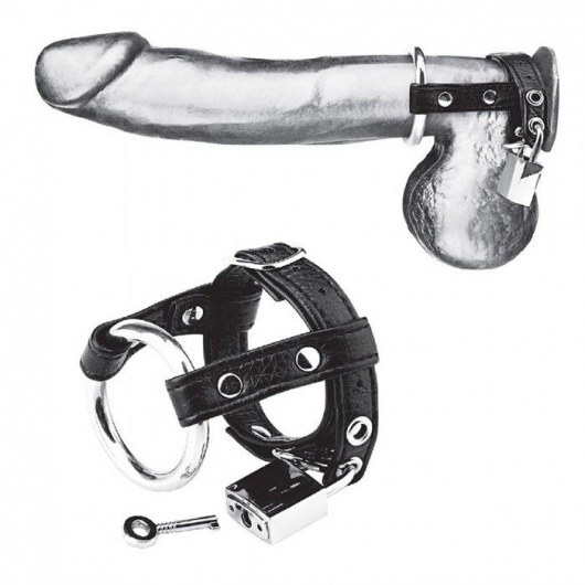 Утяжка на пенис на замочке Duo Cock And Ball Lock - BlueLine - купить с доставкой в Улан-Удэ
