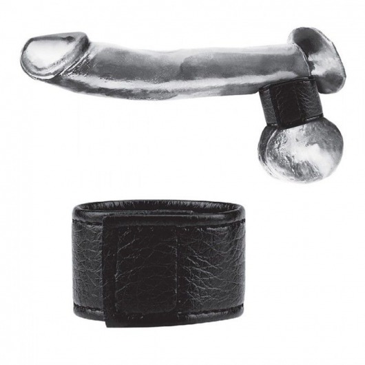 Чёрная утяжка на мошонку 1  Velcro Ball Stretcher - BlueLine - купить с доставкой в Улан-Удэ