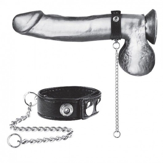 Утяжка на пенис с поводком Snap Cock Ring With 12  Leash - BlueLine - купить с доставкой в Улан-Удэ