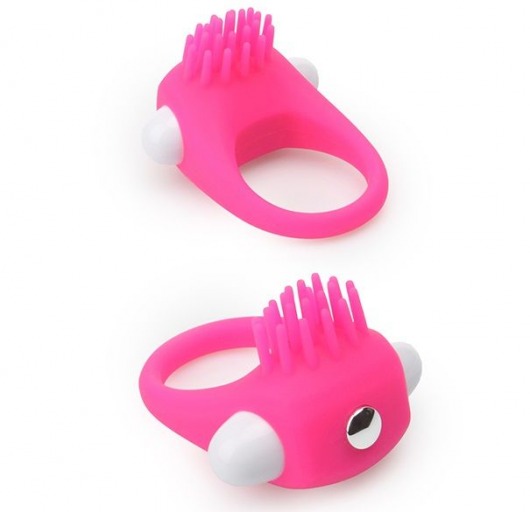Розовое эрекционное кольцо с щеточкой LIT-UP SILICONE STIMU RING 5 - Dream Toys - в Улан-Удэ купить с доставкой