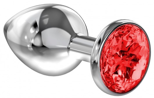 Большая серебристая анальная пробка Diamond Red Sparkle Large с красным кристаллом - 8 см. - Lola Games - купить с доставкой в Улан-Удэ
