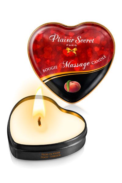 Массажная свеча с ароматом персика Bougie Massage Candle - 35 мл. - Plaisir Secret - купить с доставкой в Улан-Удэ