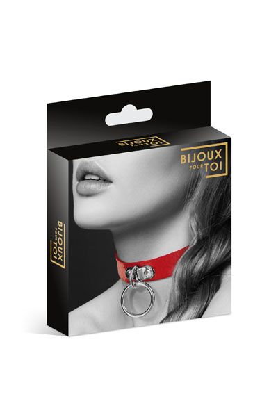 Красный узенький чокер с кольцом - Bijoux Pour Toi - купить с доставкой в Улан-Удэ