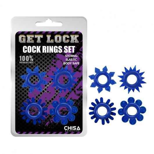 Набор из 4 синих колец Get Lock - Chisa - в Улан-Удэ купить с доставкой