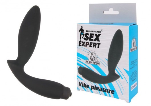 Чёрный вибростимулятор простаты Sex Expert Vibe Pleasure - Sex Expert - в Улан-Удэ купить с доставкой