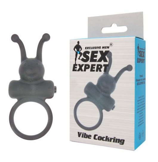 Чёрное эрекционное кольцо в форме букашки с вибрацией - Sex Expert - в Улан-Удэ купить с доставкой